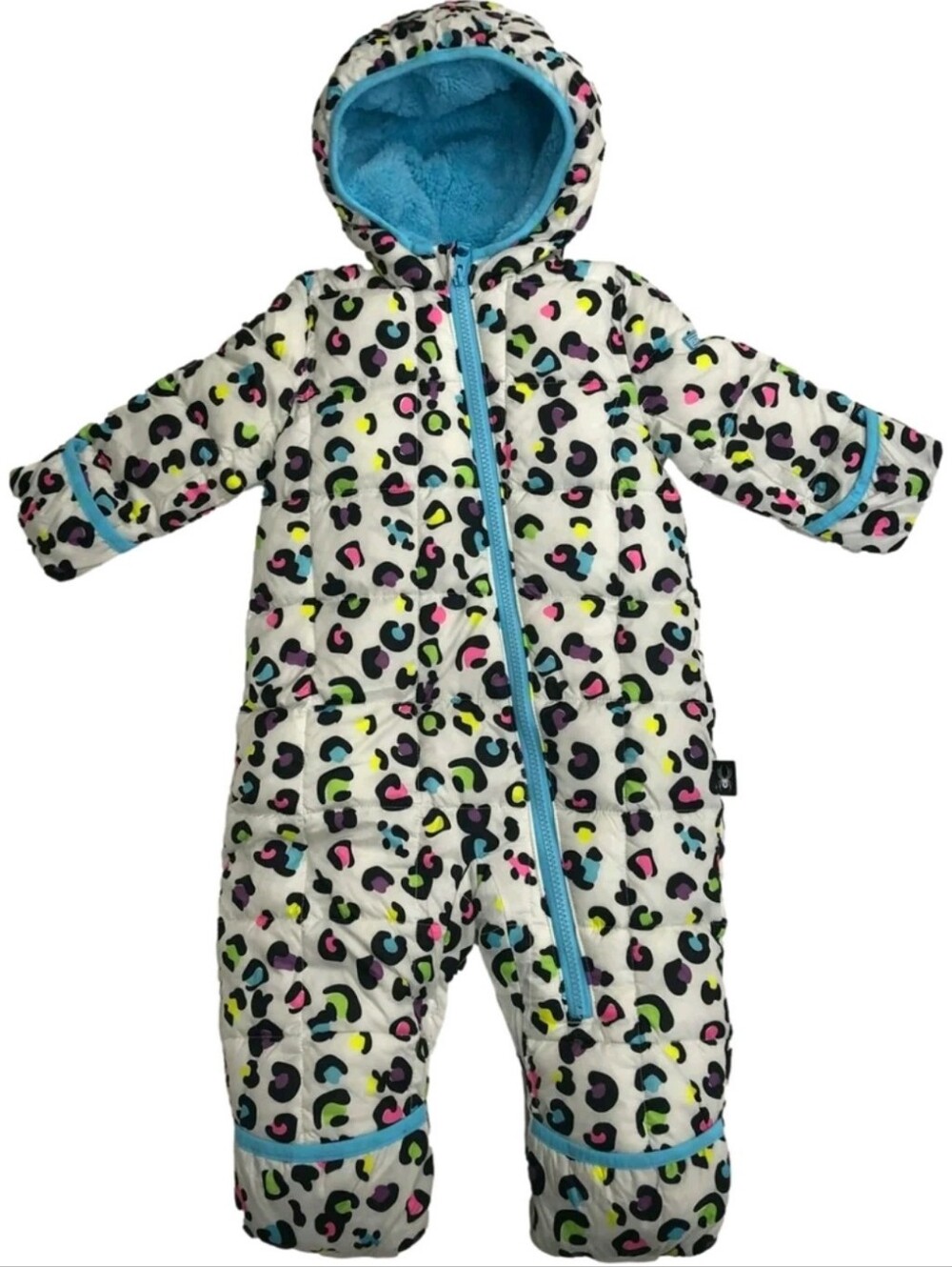Spyder Infant Girls Colorful Leopard Print One-Piece Snowsuit - White/Multi